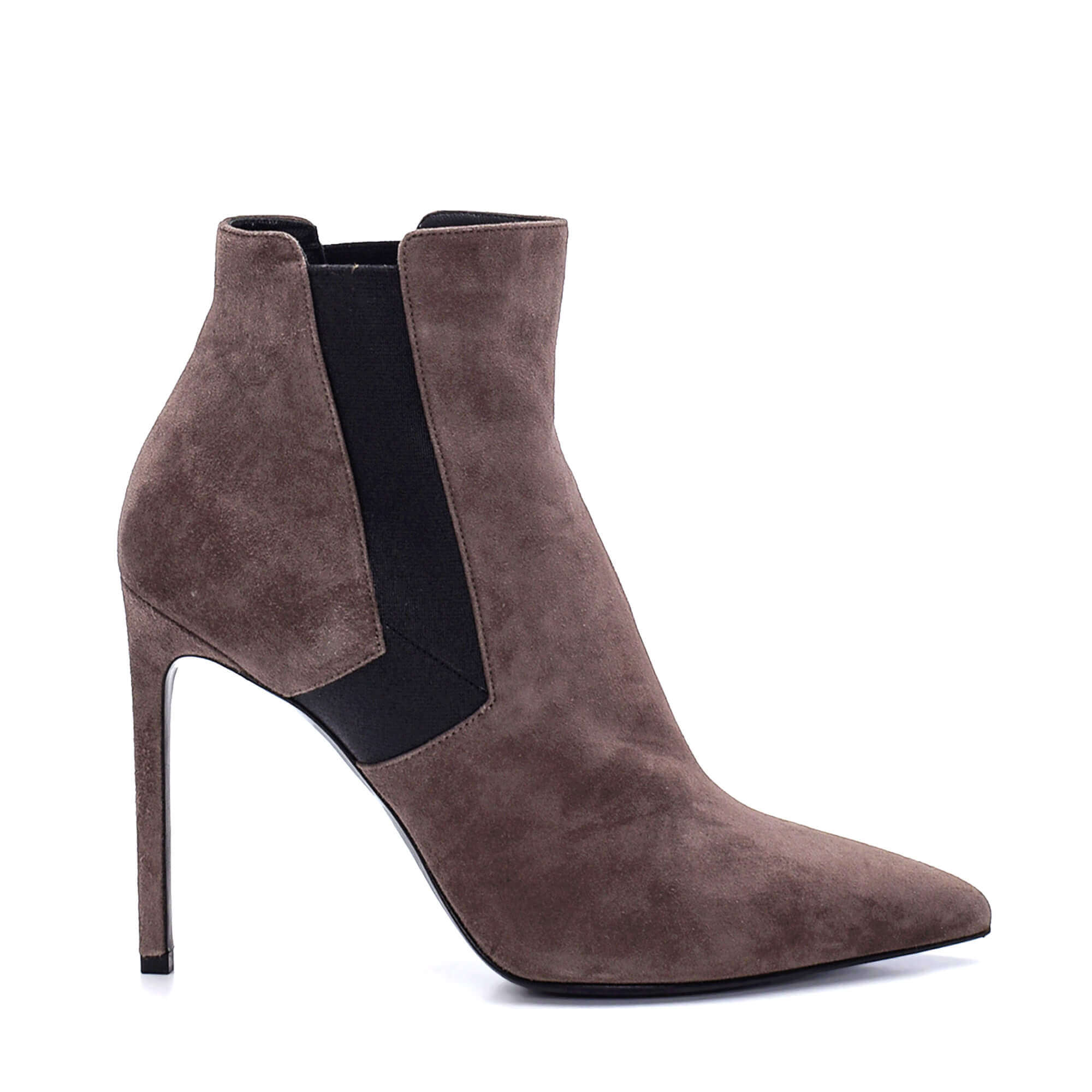 Yves Saint Laurent - Grey Suede Elasticated Sides Pointed Toe Ankle Boots